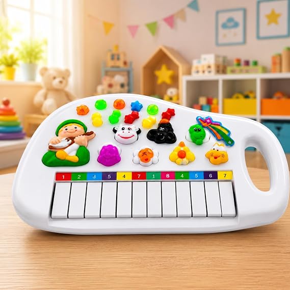 Pianinho Infantil Educativo com Luzes, Sons e Animais da Fazendinha