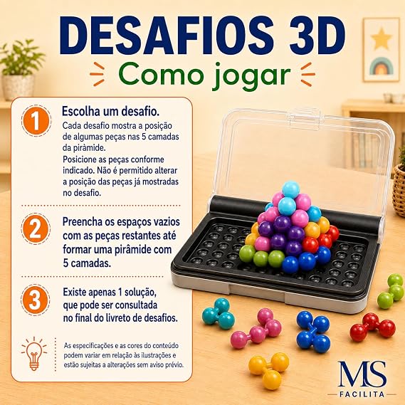 Quebra-Cabeça 3D e 2D IQ Puzzler 120 Desafios de Lógica e Raciocínio