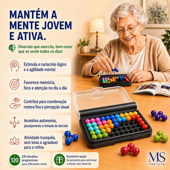 Quebra-Cabeça 3D e 2D IQ Puzzler 120 Desafios de Lógica e Raciocínio